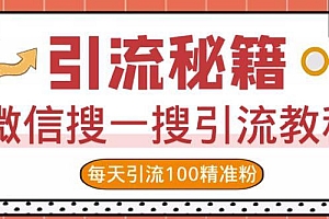 微信搜一搜引流教程 每天引流100精准粉