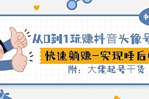 从0到1玩赚抖音头像号:快速躺赚-实现睡后收入