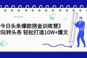 今日头条爆款捞金训练营,带你玩转头条轻松打造10W+爆文(44节课)