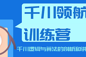千川领航训练营,千川逻辑与算法的剖析和讲解(价值999元)