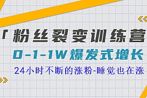 粉丝裂变训练营,0-1-1w爆发式增长,让你24小时不断地涨粉,睡觉也在涨
