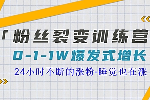 粉丝裂变训练营，0-1-1w爆发式增长，让你24小时不断地涨粉，睡觉也在涨