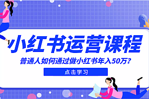 最适合普通人的小红书入门课程:普通人如何通过做小红书年入50万