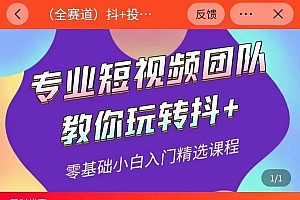 全赛道 抖+投放课 专业短视频团队教你玩转抖+(价值399元)