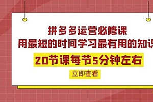 拼多多高级运营增长实战训练营,充分应用你的流量(拼多多2980元付费课程)