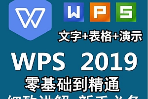 wPS2019视频教程《Word文字排版处理、PPT制作动画设置、EXEL表格制作》视频教学课程