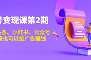 《自媒体账号变现课第2期》 今日头条、小红书、公众号, 1000粉也可以接广告赚钱培训课程视频