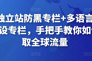 外贸独立站防黑专栏+多语言独立站建设专栏,手把手教你如何赚取全球流量