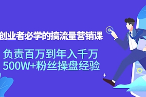 创业者必学的搞流量营销课:负责百万到年入千万,500W+粉丝操盘经验