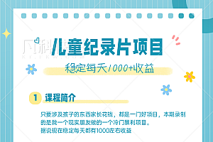 利用信息差——冷门暴利项目操作，儿童纪录片合集，稳定月收入1000+【视频教程】