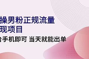 2022实操男粉正规流量变现项目,一台手机即可 当天就能出单