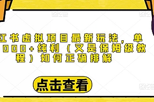 小红书虚拟项目最新玩法，单天1000+纯利（又是保姆级教程文档）