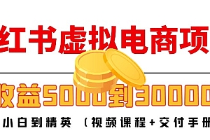 小红书虚拟电商项目:从小白到精英 月收益5000到30000 (视频课程+交付手册)