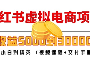 小红书虚拟电商项目：从小白到精英 月收益5000到30000 (视频课程+交付手册)