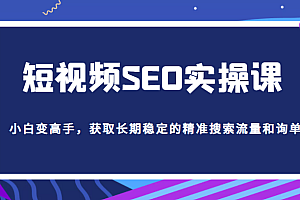 短视频SEO实操课,帮助你从短视频SEO小白变高手,获取长期稳定的精准搜索流量和询单