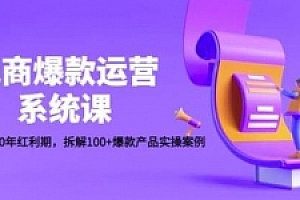 电商爆款运营系统课:迎接未来10年红利期,拆解100+爆款产品实操案例