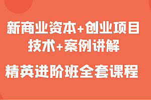 新商业资本+创业项目,技术+案例讲解,精英进阶班全套课程