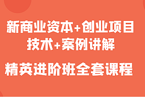 新商业资本+创业项目，技术+案例讲解，精英进阶班全套课程