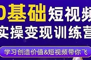 0基础短视频实操变现训练营,3大体系成就百万大V