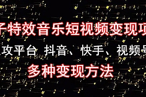 《粒子特效音乐短视频变现项目》主攻平台 抖音、快手、视频号 多种变现方法