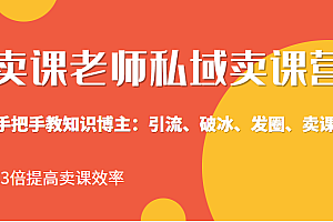卖课老师私域卖课营 手把手教知识博主:引流、破冰、发圈、卖课,3倍提高卖课效率