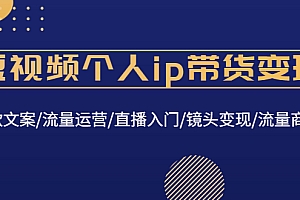短视频个人ip带货变现:爆款文案/流量运营/直播入门/镜头变现/流量商业