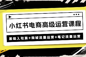 小红书电商高级运营课程：基础入驻篇+商城流量运营+笔记流量运营