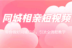 同城相亲短视频矩阵起号-引流-拍摄进阶,带你做好同城相亲,引流全流程教学