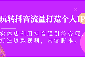 玩转抖音流量打造个人IP,实体店利用抖音强引流变现,打造爆款视频,内容脚本