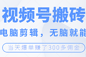 视频号无脑搬砖带货,会电脑剪辑无脑就能干,当天爆单赚300+佣金