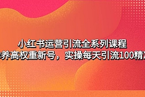 小红书运营引流全系列课程：教你养高权重新号，实操每天引流100精准粉