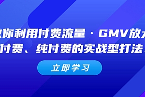 教你利用付费流量·GMV放大,微付费、纯付费的实战型打法【无水印】