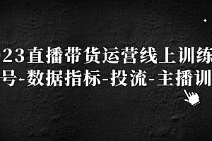 2023直播带货运营线上训练营,起号-数据指标-投流-主播训练