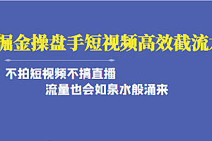 掘金操盘手短视频高效截流术,不拍短视频不搞直播,流量也会如泉水般涌来