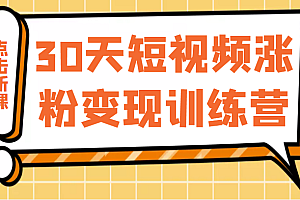 30天短视频涨粉变现训练营,做一个持续吸金的短视频账号(价值1999元)