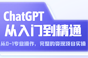 ChatGPT从入门到精通 从0-1专业操作,完整的变现项目实操(视频+文档)