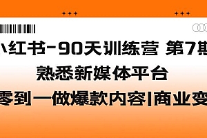 小红书-90天训练营-第7期,熟悉新媒体平台|从零到一做爆款内容|商业变现