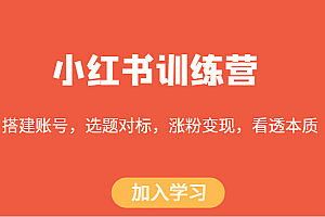 小红书训练营,搭建账号,选题对标,涨粉变现,看透本质