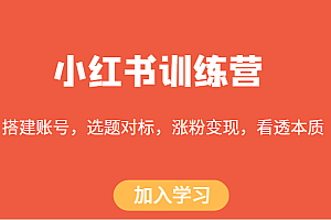 小红书训练营，搭建账号，选题对标，涨粉变现，看透本质