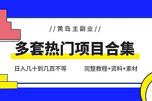 黄岛主副业多套热门项目合集:日入几十到几百不等(完整教程+资料+素材)【无水印】