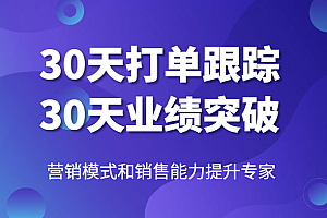 营销模式和销售能力提升专家,30天打单跟踪,30天业绩突破!