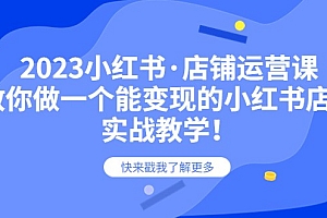 2023小红书·店铺运营课,教你做一个能变现的小红书店铺,20节-实战教学