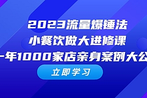 2023流量 爆锤法,小餐饮做大进修课,一年1000家店亲身案例大公开