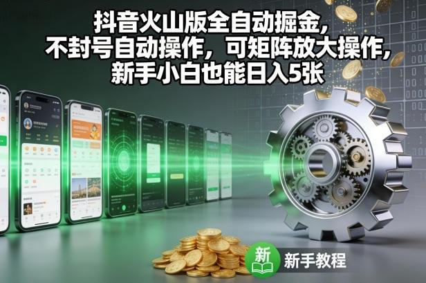 **抖音火山版全自动掘金,不封号自动操作,可矩阵放大操作,新手小白也能日入5张【揭秘】**